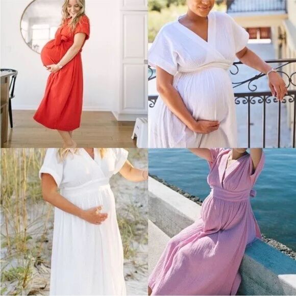 NWT Hatch The Carolina Maternity Dress in White Gauze Cotton - Picture 6 of 16